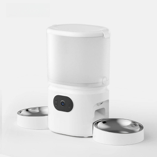 Nuevo alimentador inteligente de comida para mascotas de 5 l, lente triple, dispensador autom&aacute;tico de dos tazones para gatos