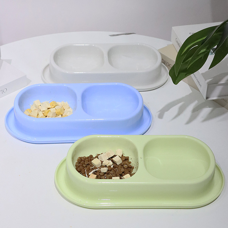 Cuenco doble para gatos, antipunta, a prueba de fugas, gran capacidad, protecci&oacute;n del cuello inclinado, cuenco para comida y agua para mascotas